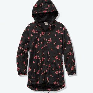 Victoria's Secret Pink Long Floral Bloom Cherry blossom Anorak Windbreaker Jacke